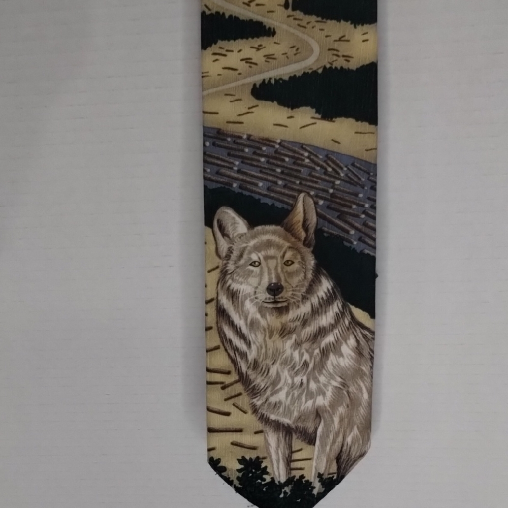Vintage Wolf Country 1997 Necktie Marc Dennis Mens Tie Animal Tracks Made in USA